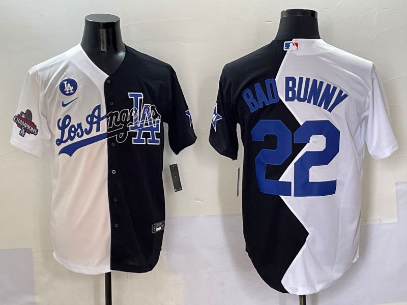 Men Los Angeles Dodgers 22 Bad bunny Black White Game Nike 2025 MLB Jersey style 7